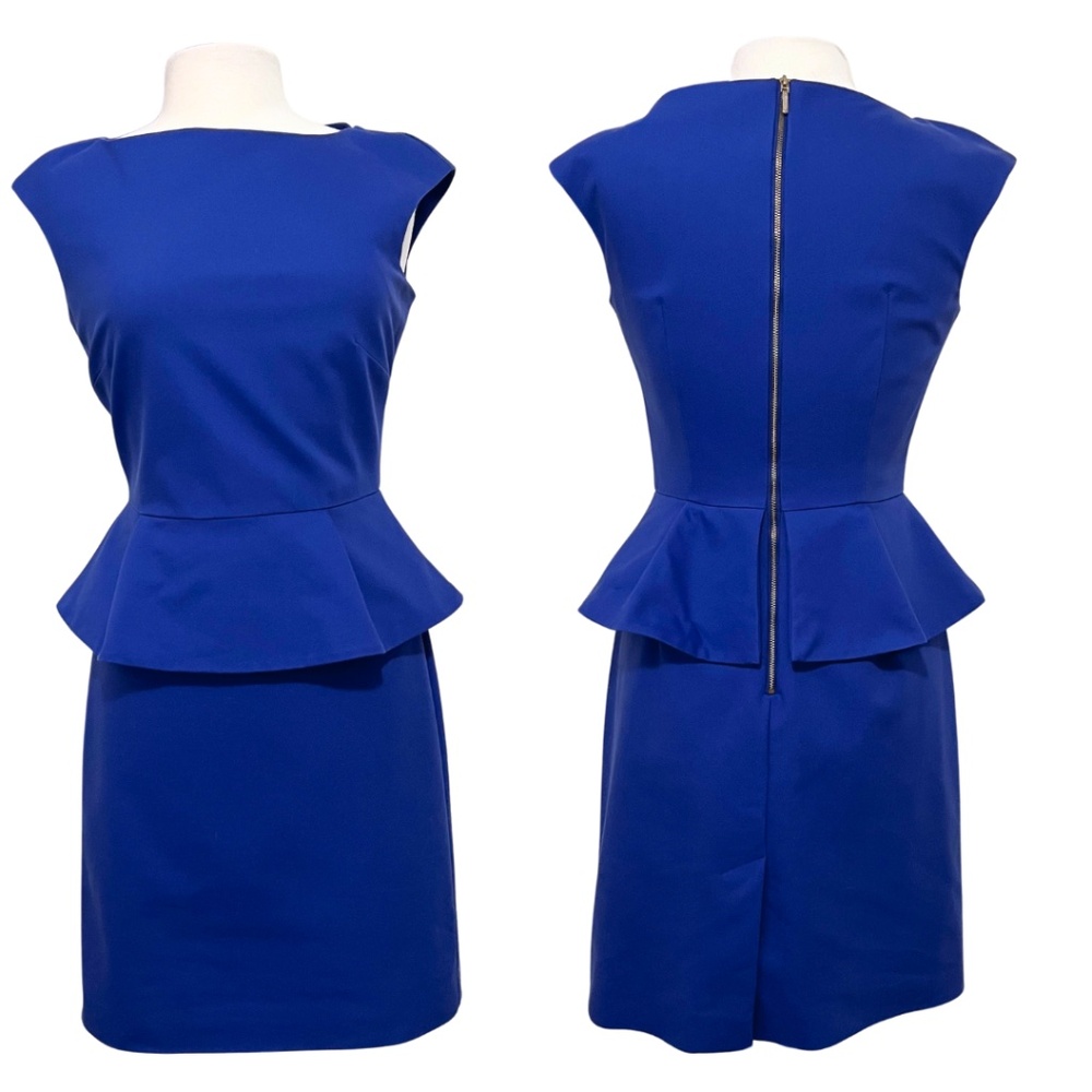 French Connection Sz 8 Royal Blue Sheath Sleeveless Peplum Professional Office